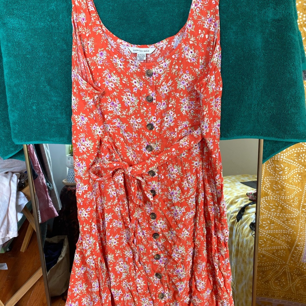 Orange tie back dress